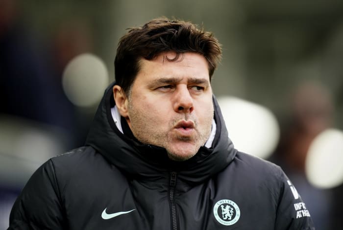 Chelsea manager Mauricio Pochettino pictured during his team's 3-2 win at Luton Town in December 2023